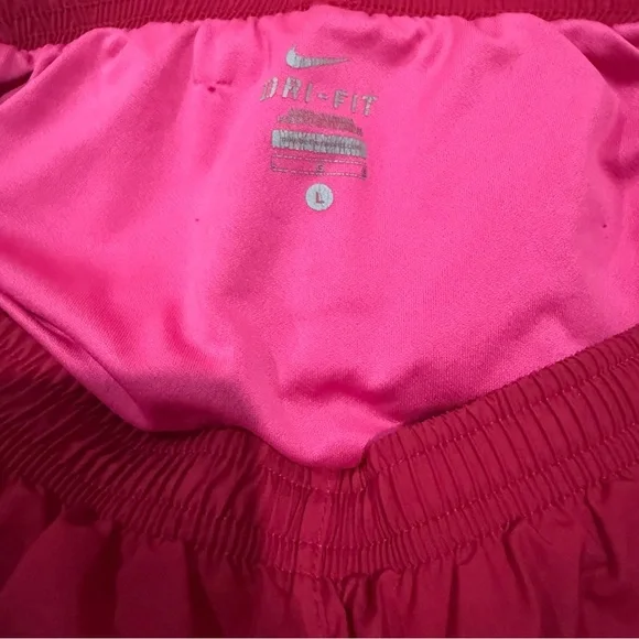 Nike Dri-Fit Women’s Running Shorts Liner Red Pink Yellow Size Large - Picture 8 of 9